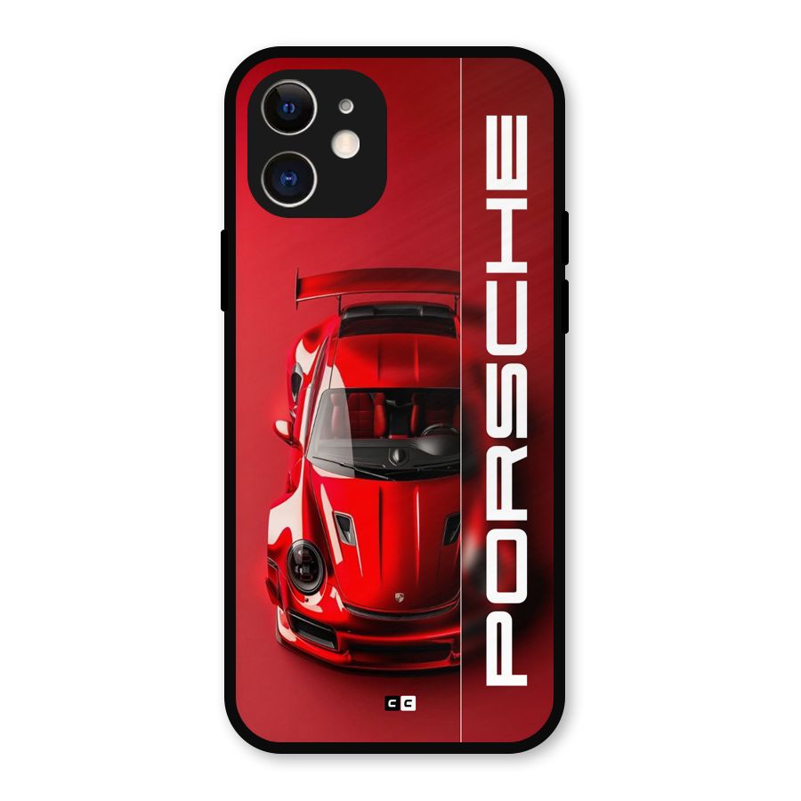 Red Porsche Metal Back Case for iPhone 12