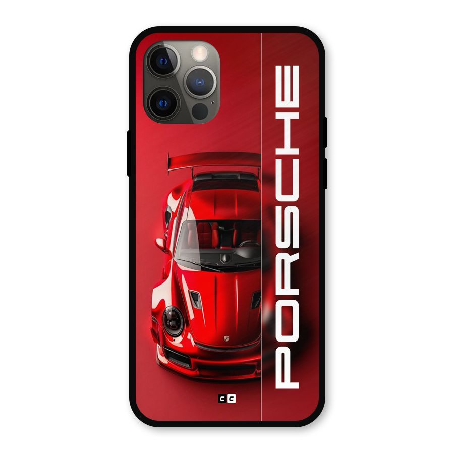 Red Porsche Metal Back Case for iPhone 12 Pro