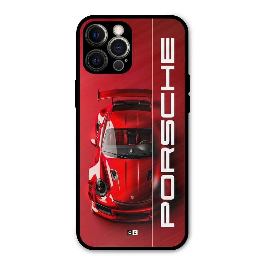 Red Porsche Metal Back Case for iPhone 12 Pro Max