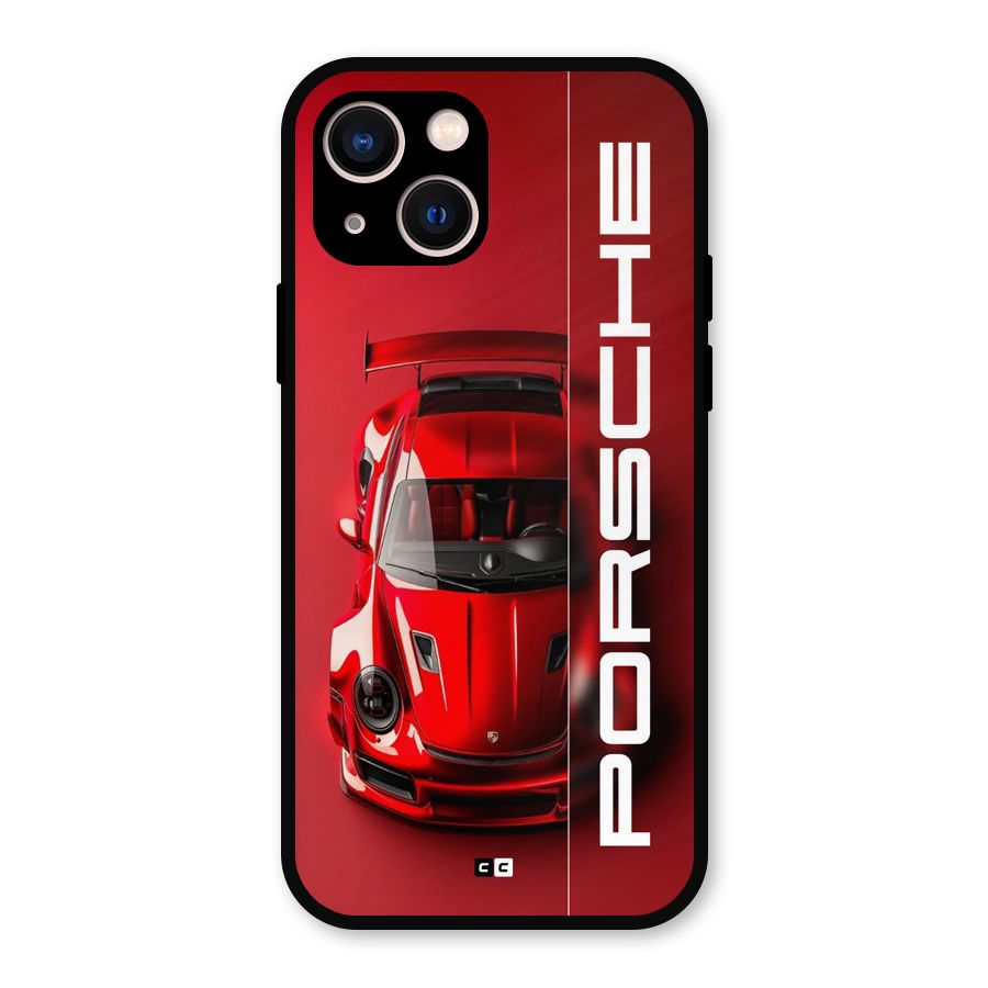 Red Porsche Metal Back Case for iPhone 13
