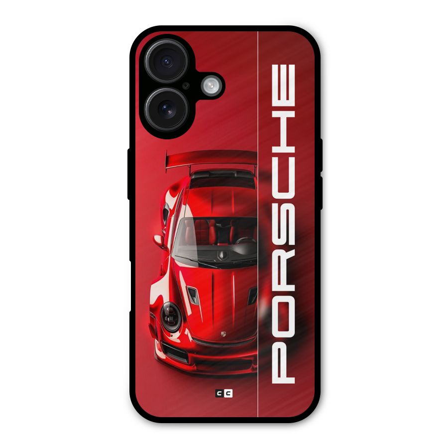 Red Porsche Metal Back Case for iPhone 16