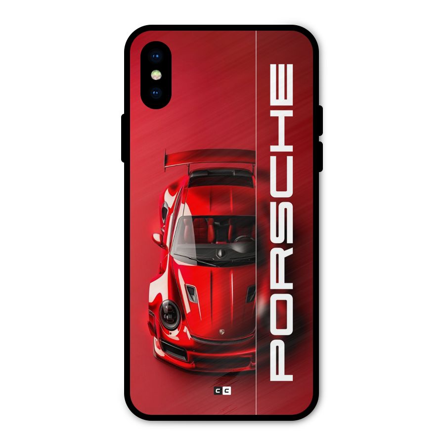 Red Porsche Metal Back Case for iPhone XS