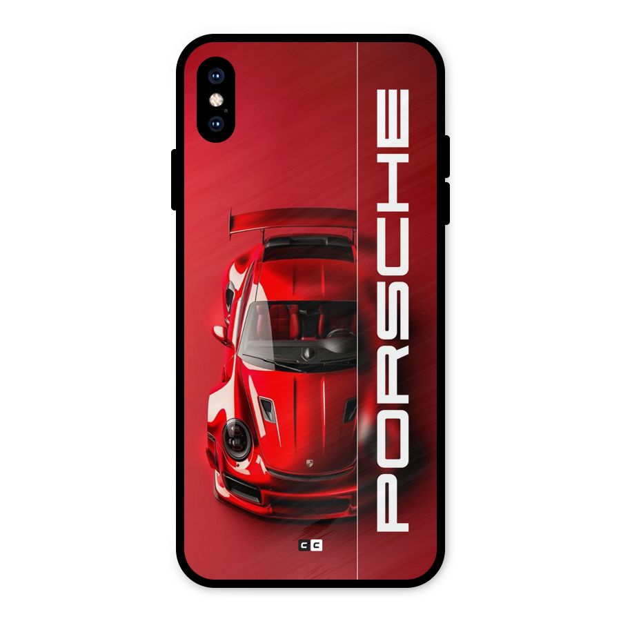 Red Porsche Metal Back Case for iPhone XS Max
