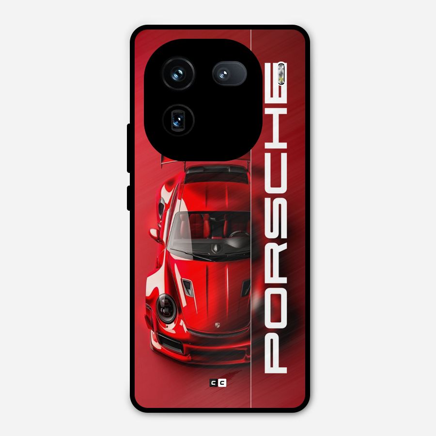 Red Porsche Metal Back Case for iQOO 12