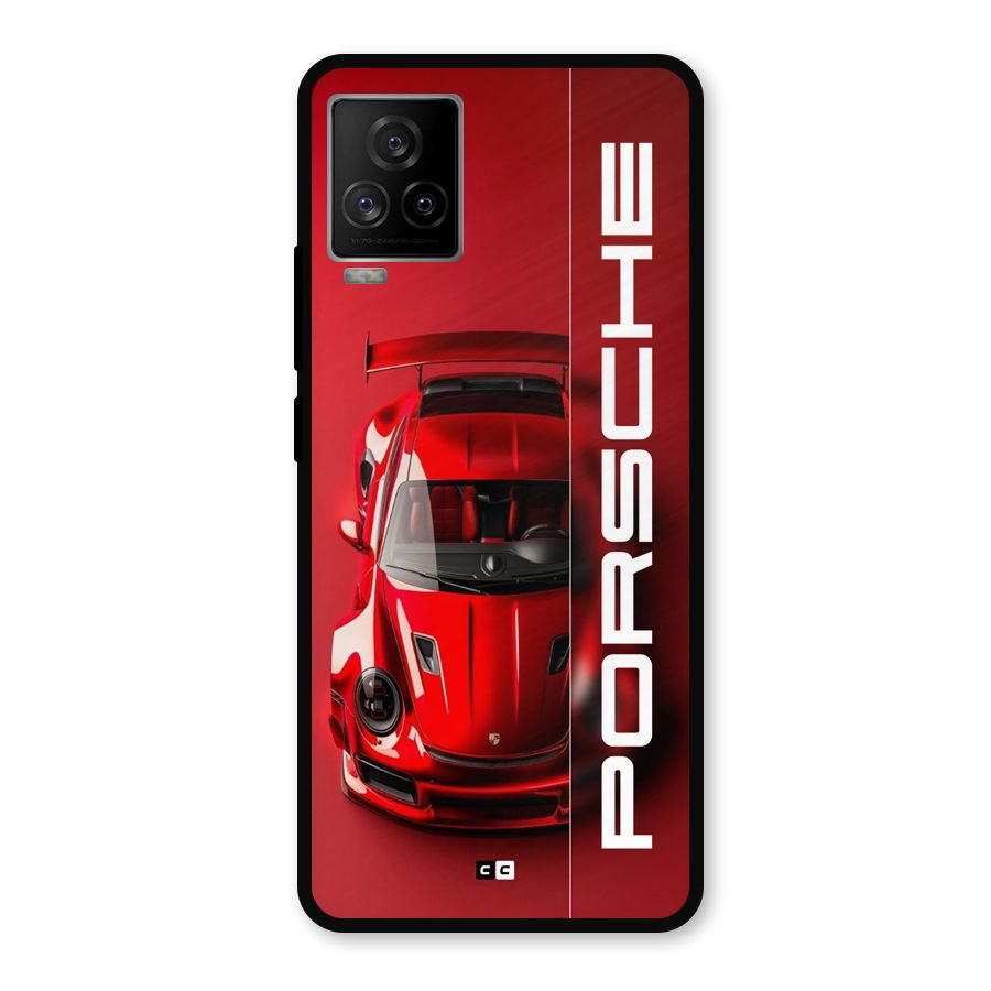 Red Porsche Metal Back Case for iQOO 7 Legend 5G