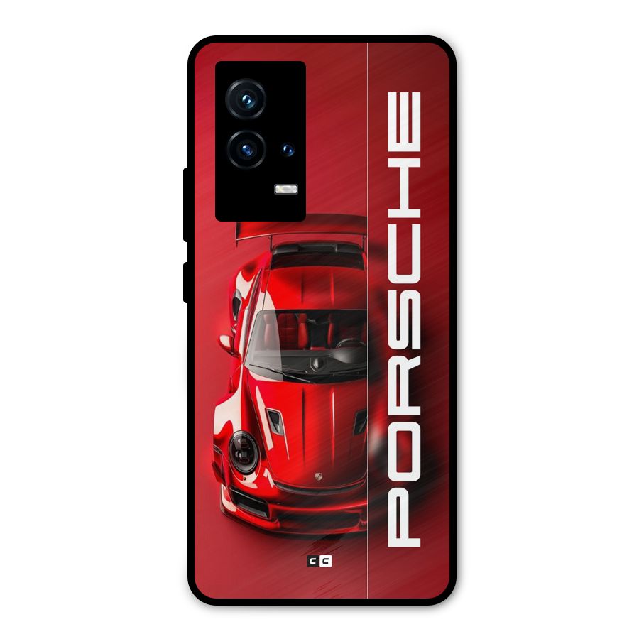 Red Porsche Metal Back Case for iQOO 9 5G