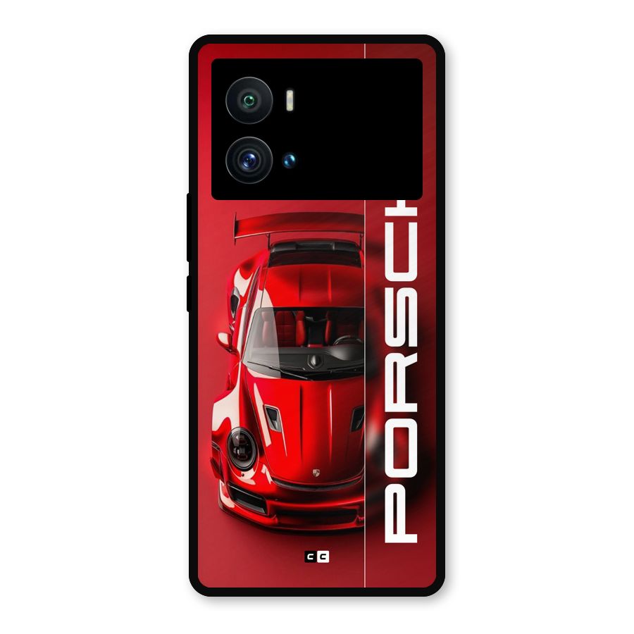Red Porsche Metal Back Case for iQOO 9 Pro