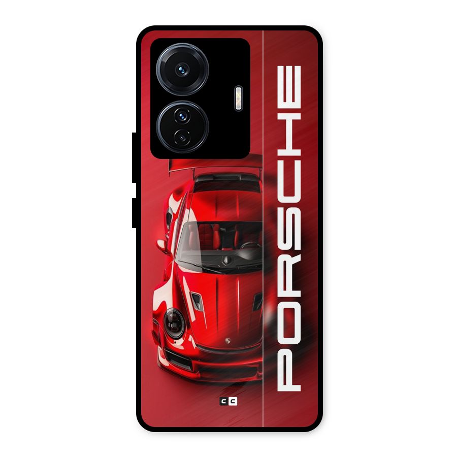 Red Porsche Metal Back Case for iQOO Z6