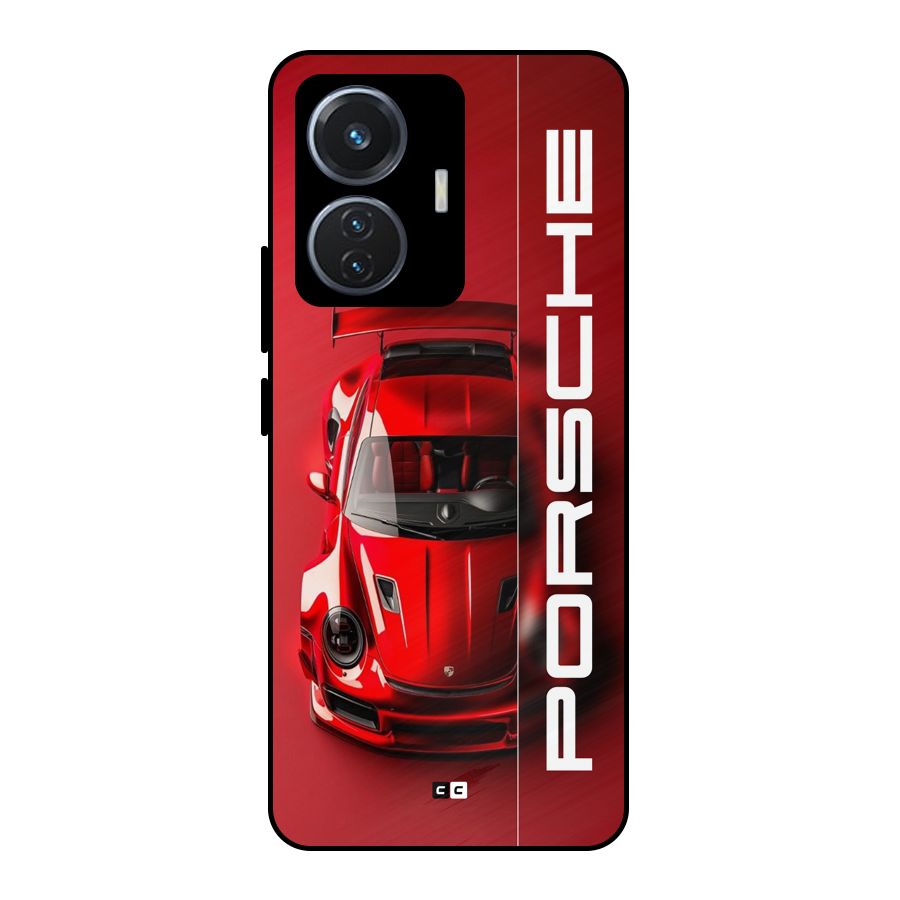 Red Porsche Metal Back Case for iQOO Z6 44W