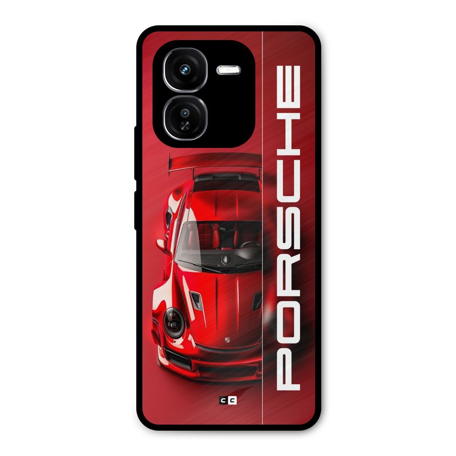 Red Porsche Metal Back Case for iQOO Z9x