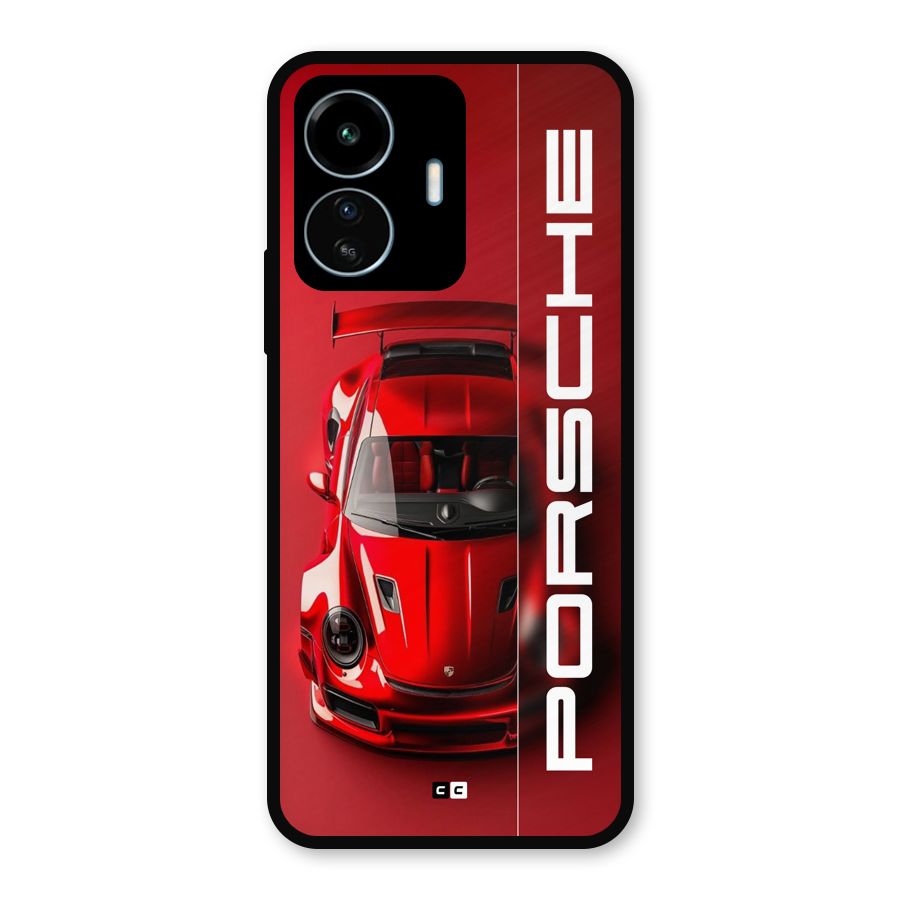 Red Porsche Metal Back Case for vivo iQOO Z6 Lite 5G