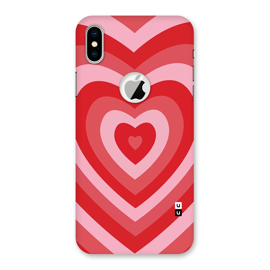 Red Retro Hearts Back Case for iPhone X Logo Cut