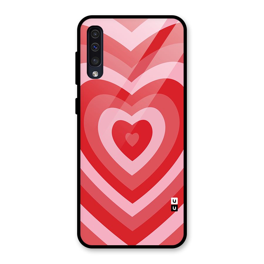 Red Retro Hearts Glass Back Case for Galaxy A50