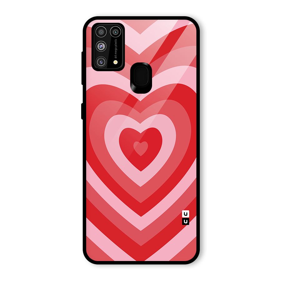 Red Retro Hearts Glass Back Case for Galaxy F41