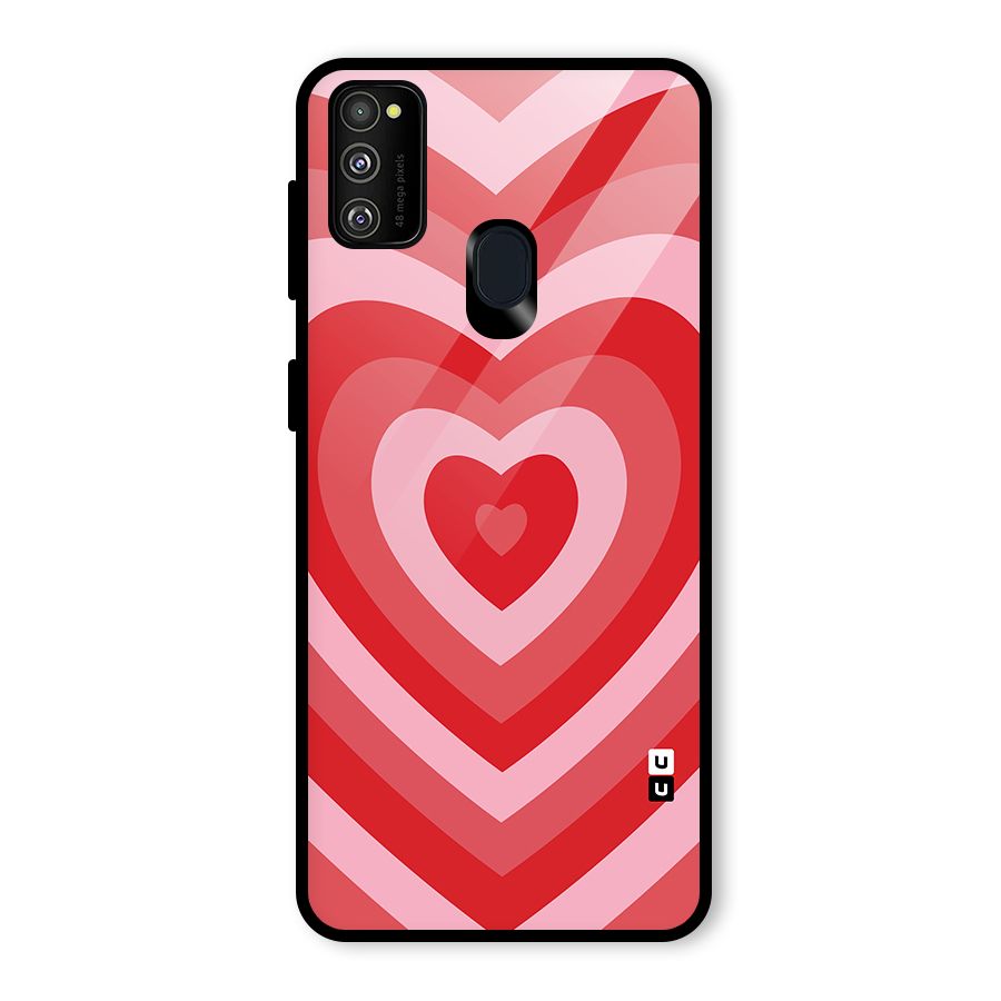 Red Retro Hearts Glass Back Case for Galaxy M30s