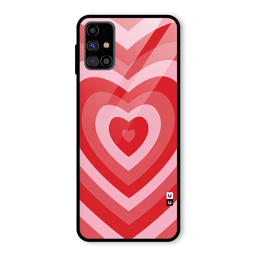 Red Retro Hearts Glass Back Case for Galaxy M31s