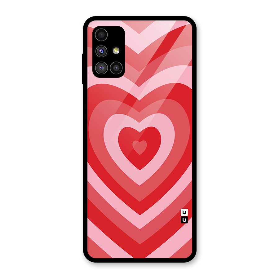 Red Retro Hearts Glass Back Case for Galaxy M51
