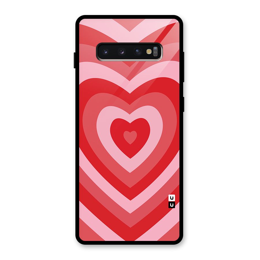 Red Retro Hearts Glass Back Case for Galaxy S10 Plus