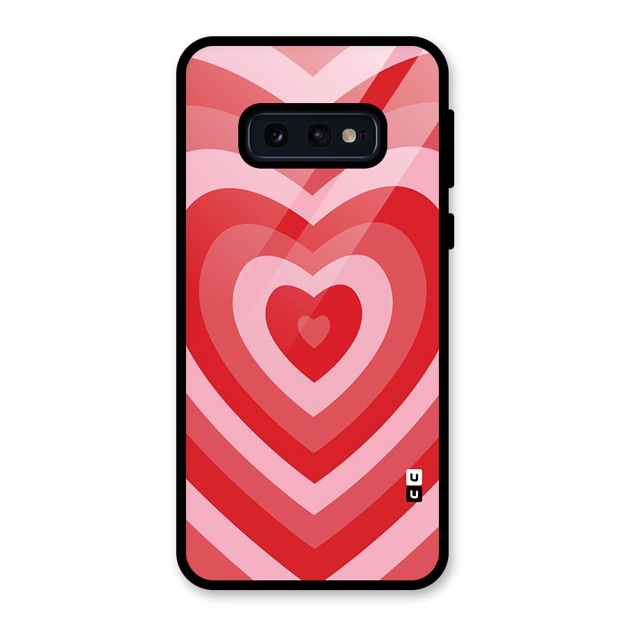 Red Retro Hearts Glass Back Case for Galaxy S10e