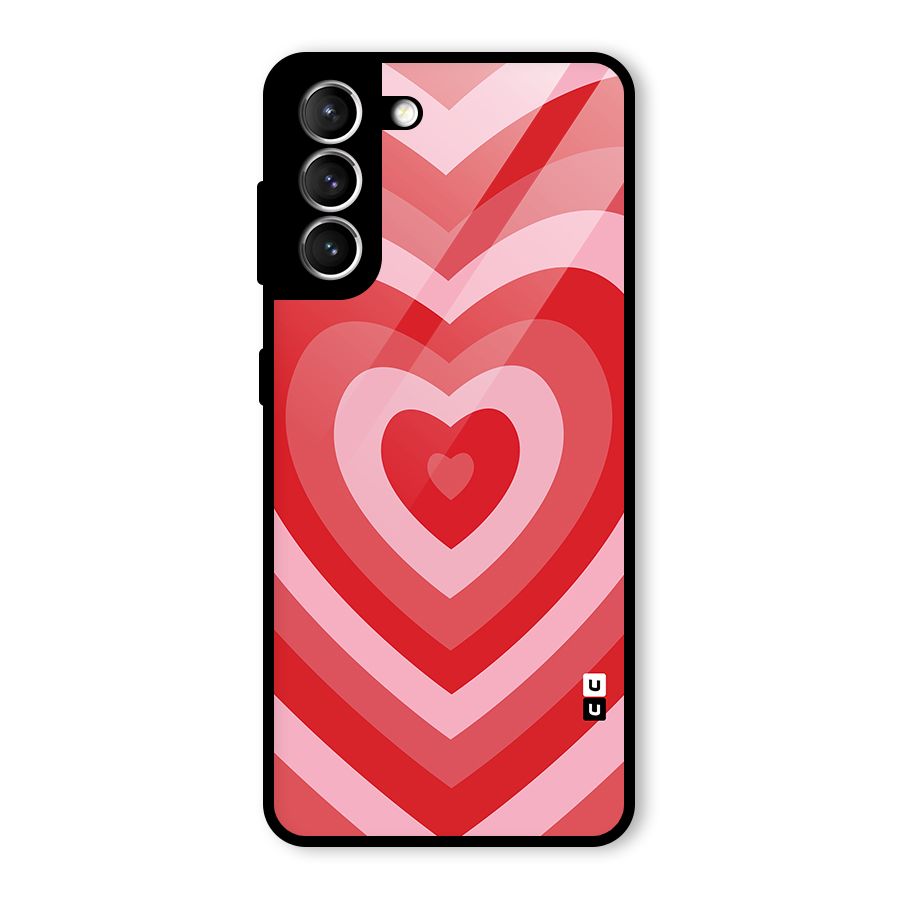 Red Retro Hearts Glass Back Case for Galaxy S21 5G