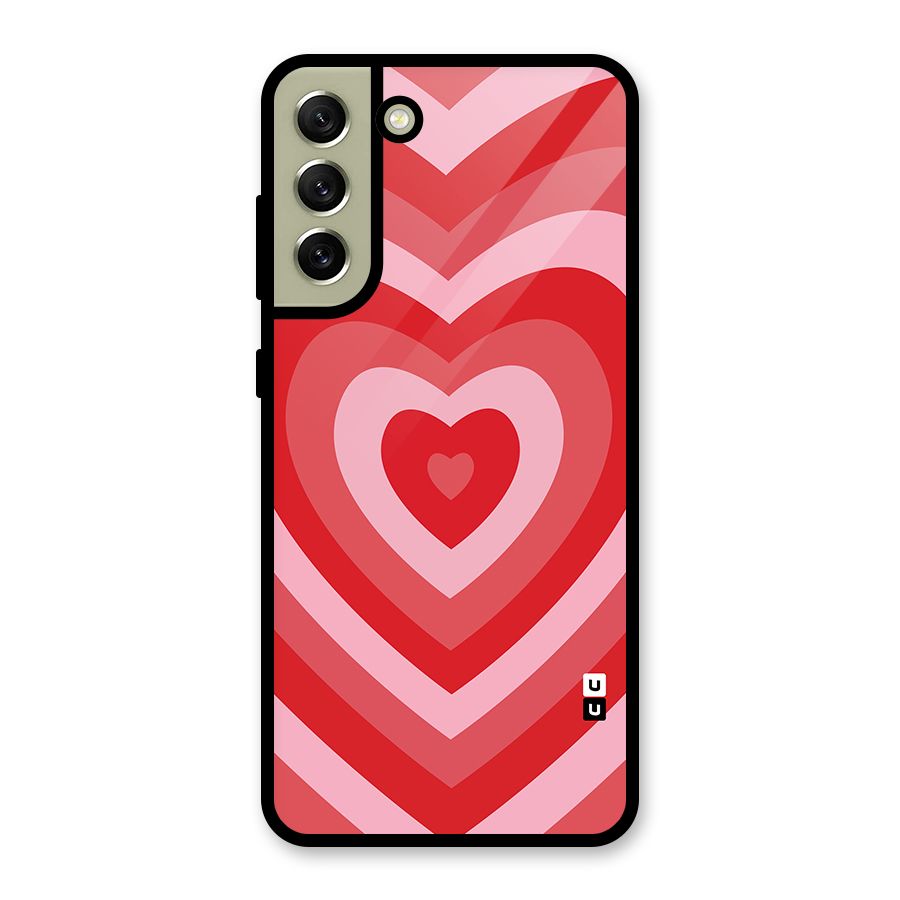 Red Retro Hearts Glass Back Case for Galaxy S21 FE 5G