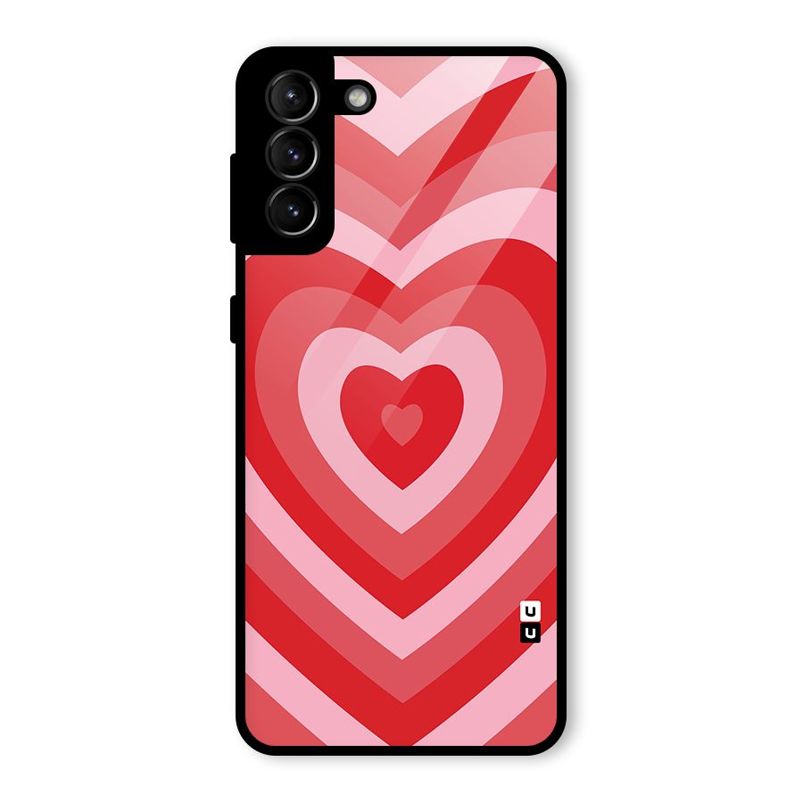 Red Retro Hearts Glass Back Case for Galaxy S21 Plus
