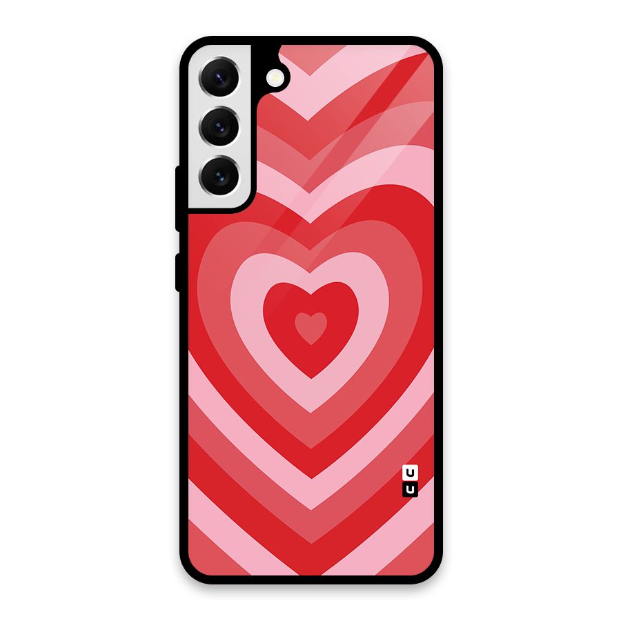 Red Retro Hearts Glass Back Case for Galaxy S22 Plus 5G