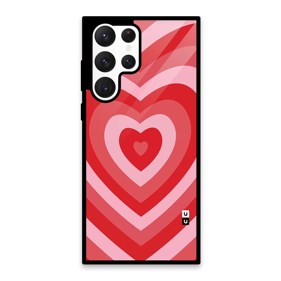 Red Retro Hearts Glass Back Case for Galaxy S22 Ultra 5G