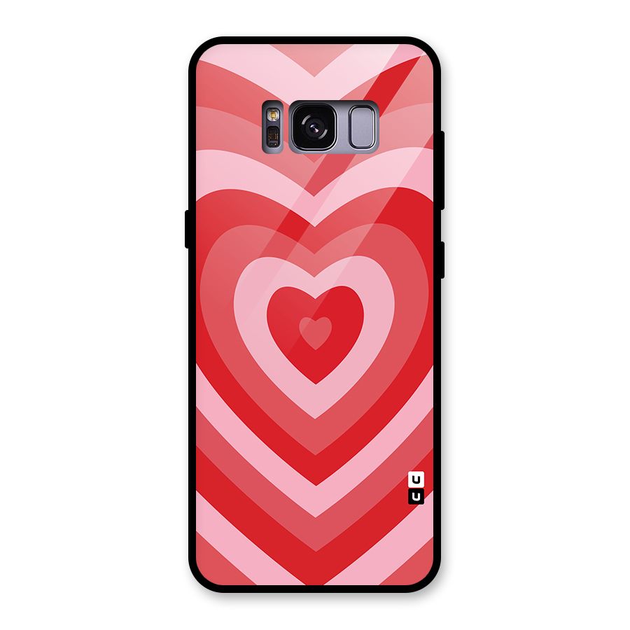 Red Retro Hearts Glass Back Case for Galaxy S8