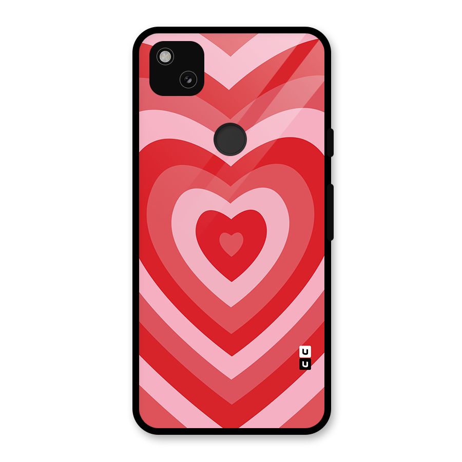 Red Retro Hearts Glass Back Case for Google Pixel 4a