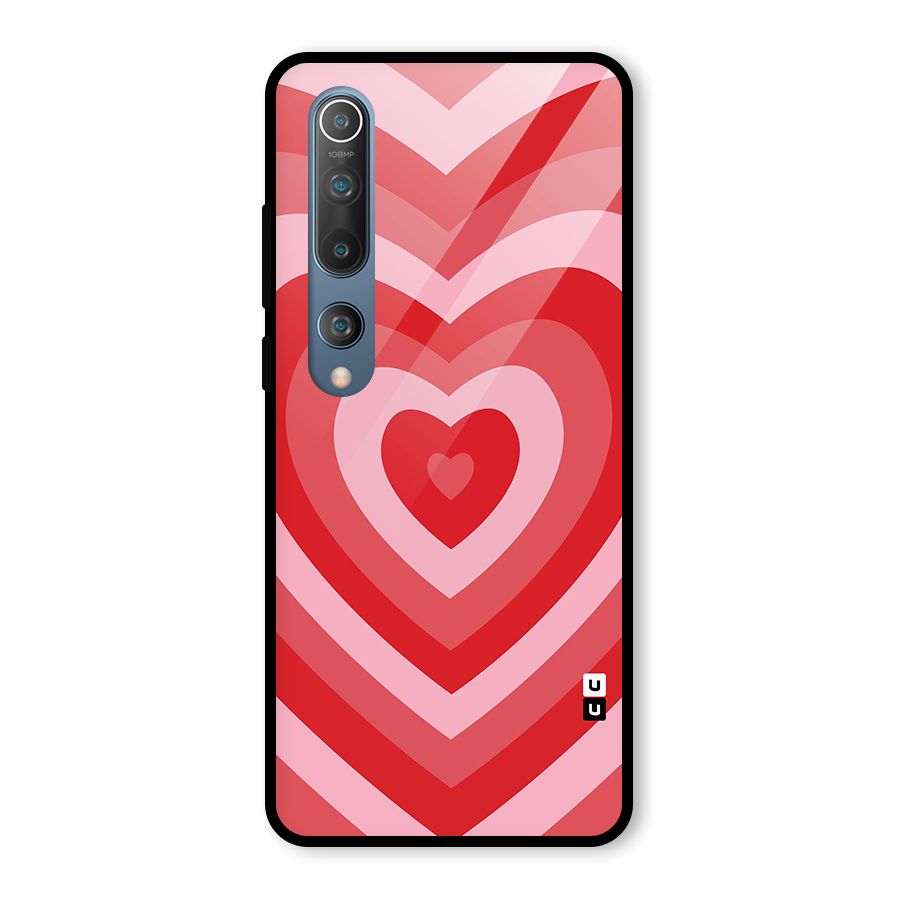 Red Retro Hearts Glass Back Case for Mi 10