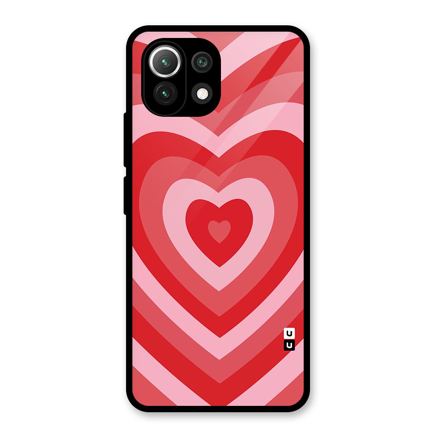 Red Retro Hearts Glass Back Case for Mi 11 Lite NE 5G