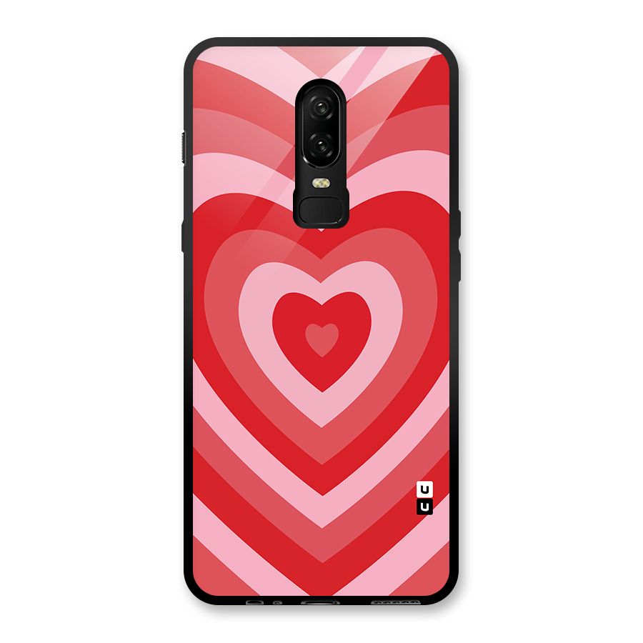Red Retro Hearts Glass Back Case for OnePlus 6