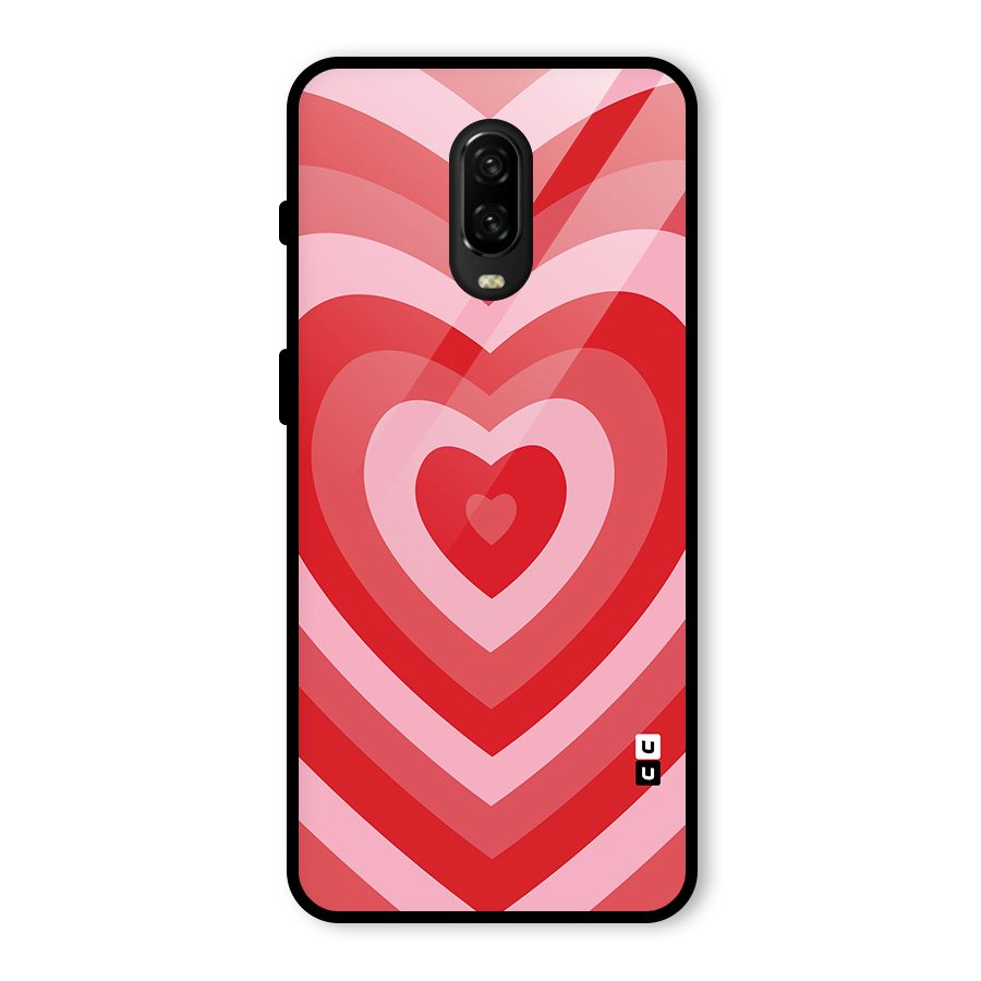 Red Retro Hearts Glass Back Case for OnePlus 6T