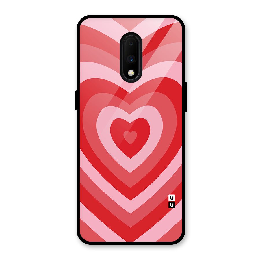 Red Retro Hearts Glass Back Case for OnePlus 7