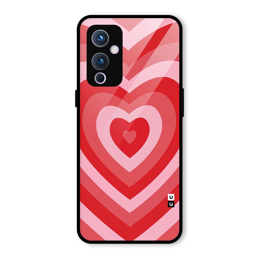 Red Retro Hearts Glass Back Case for OnePlus 9