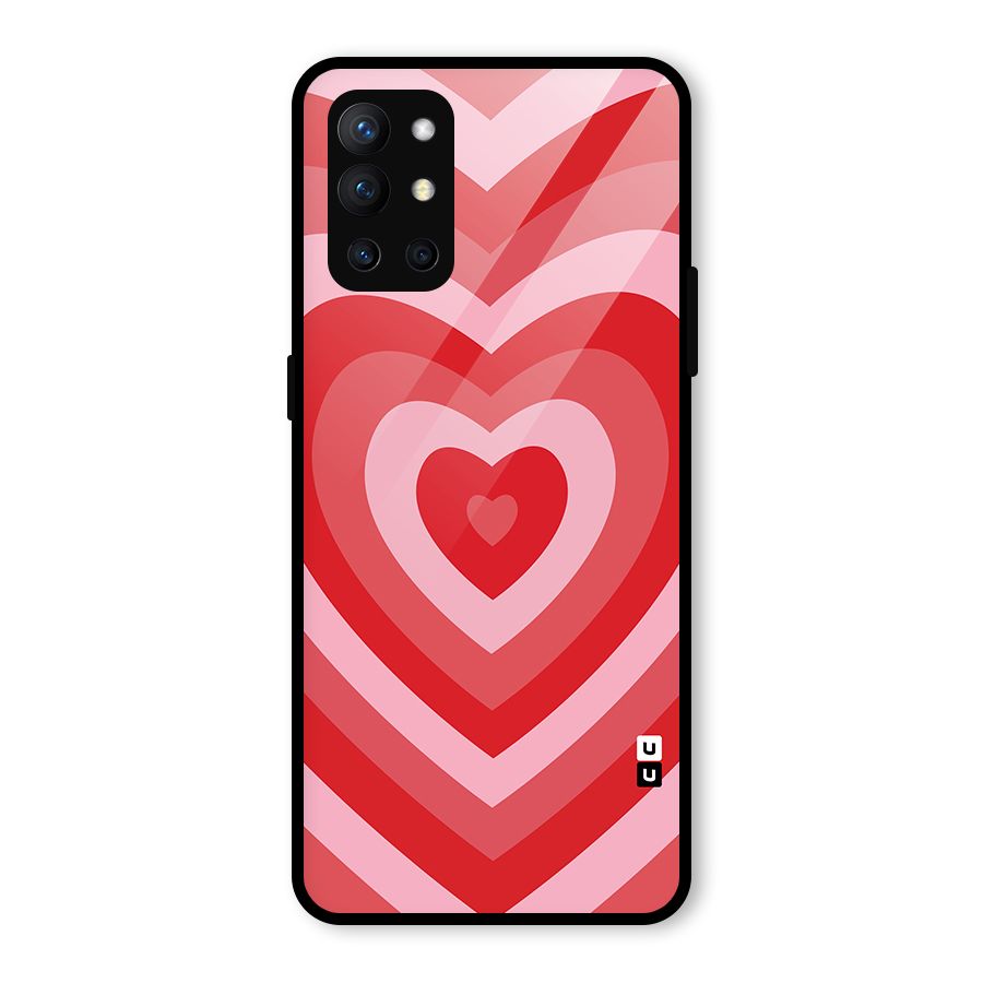 Red Retro Hearts Glass Back Case for OnePlus 9R