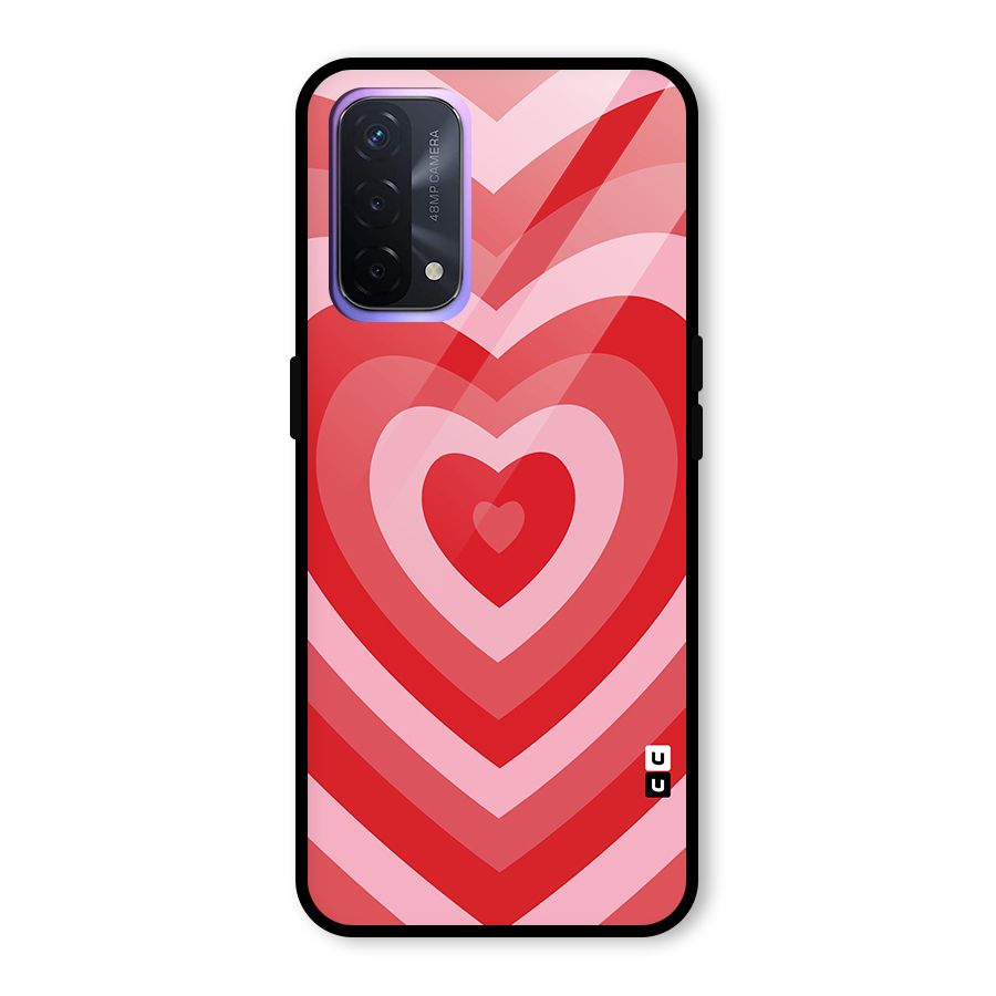 Red Retro Hearts Glass Back Case for Oppo A74 5G