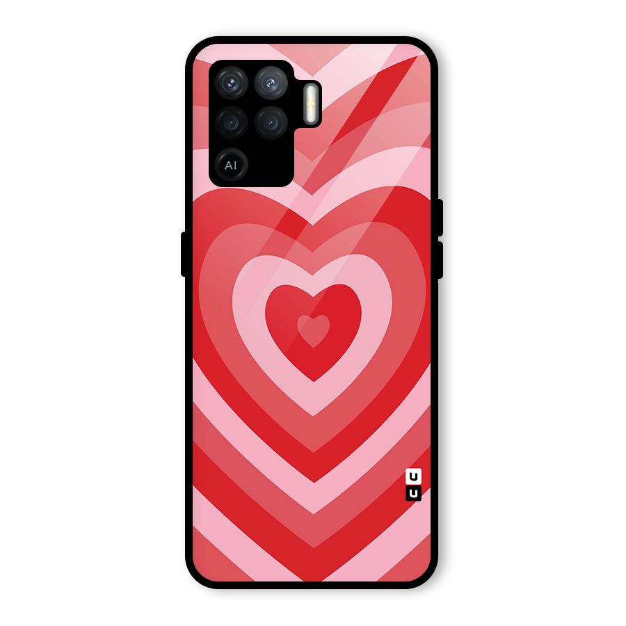 Red Retro Hearts Glass Back Case for Oppo F19 Pro