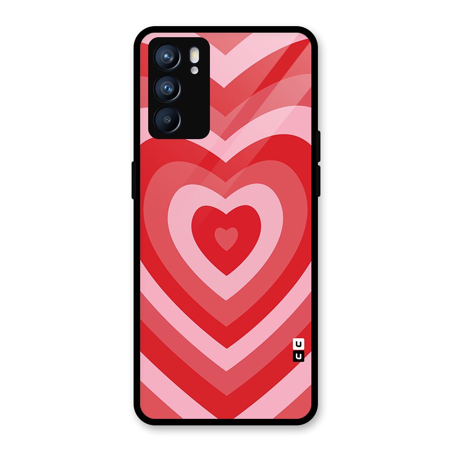Red Retro Hearts Glass Back Case for Oppo Reno6 5G