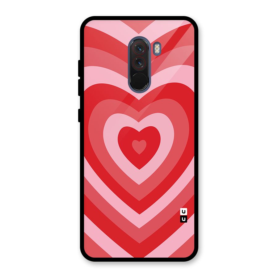 Red Retro Hearts Glass Back Case for Poco F1