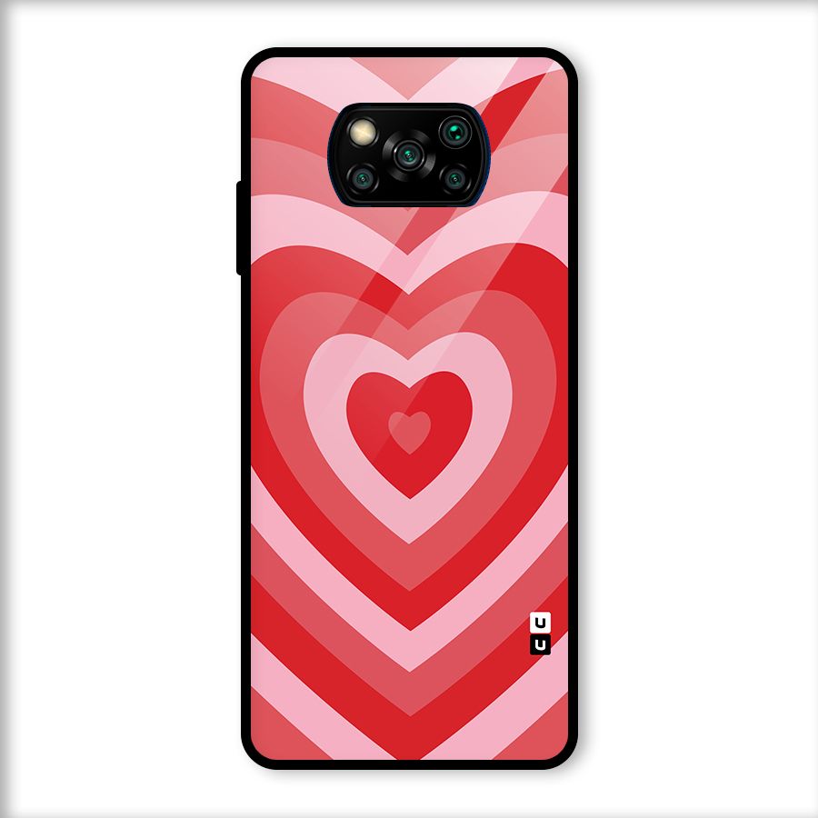 Red Retro Hearts Glass Back Case for Poco X3