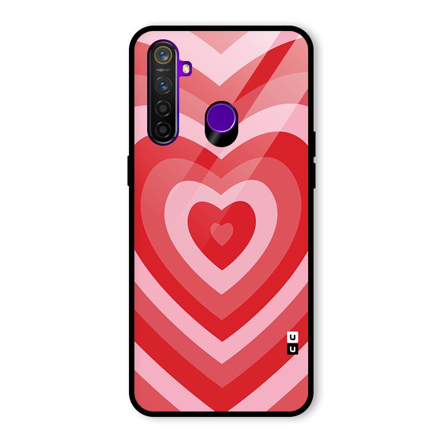 Red Retro Hearts Glass Back Case for Realme 5 Pro