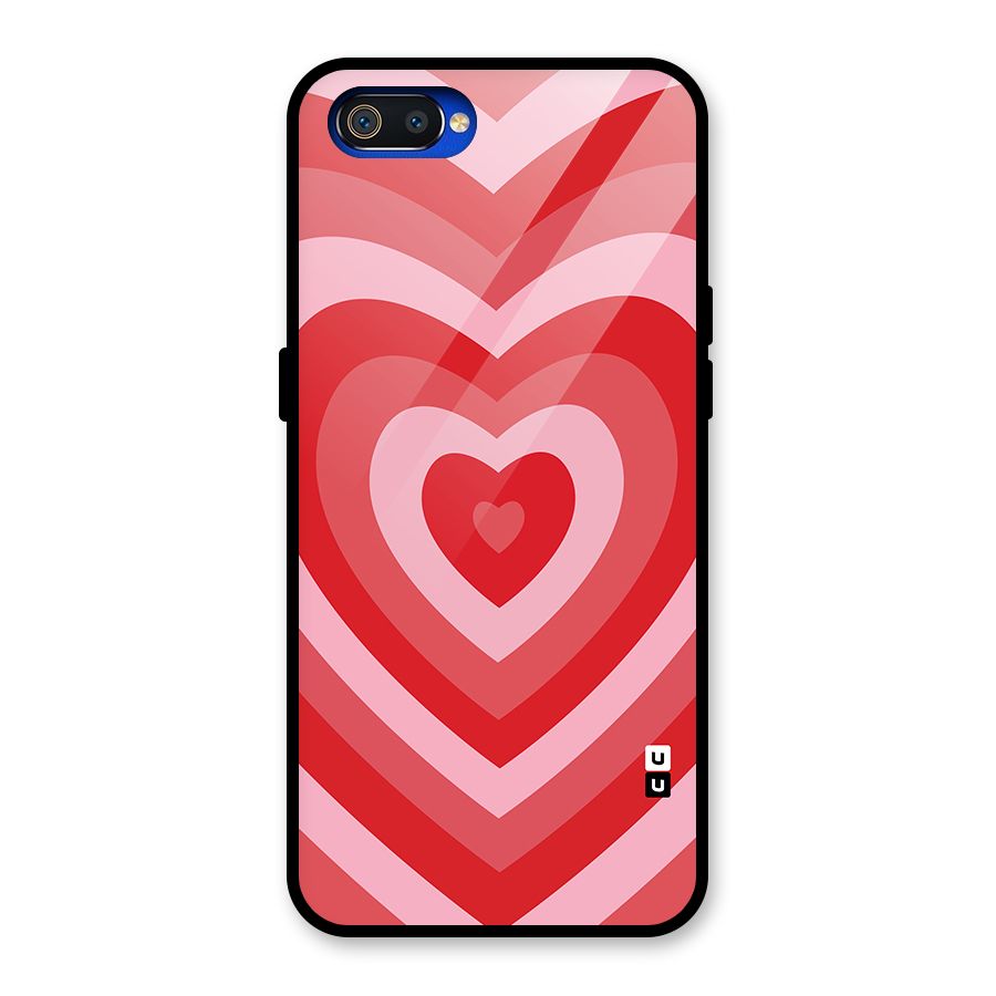 Red Retro Hearts Glass Back Case for Realme C2