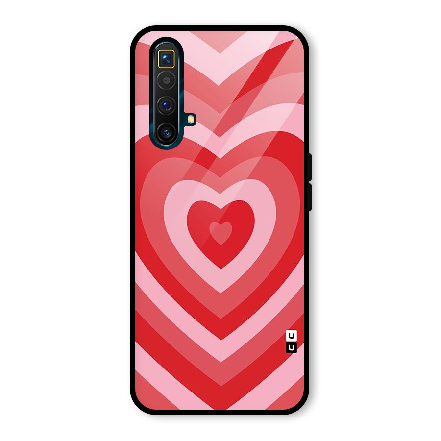 Red Retro Hearts Glass Back Case for Realme X3