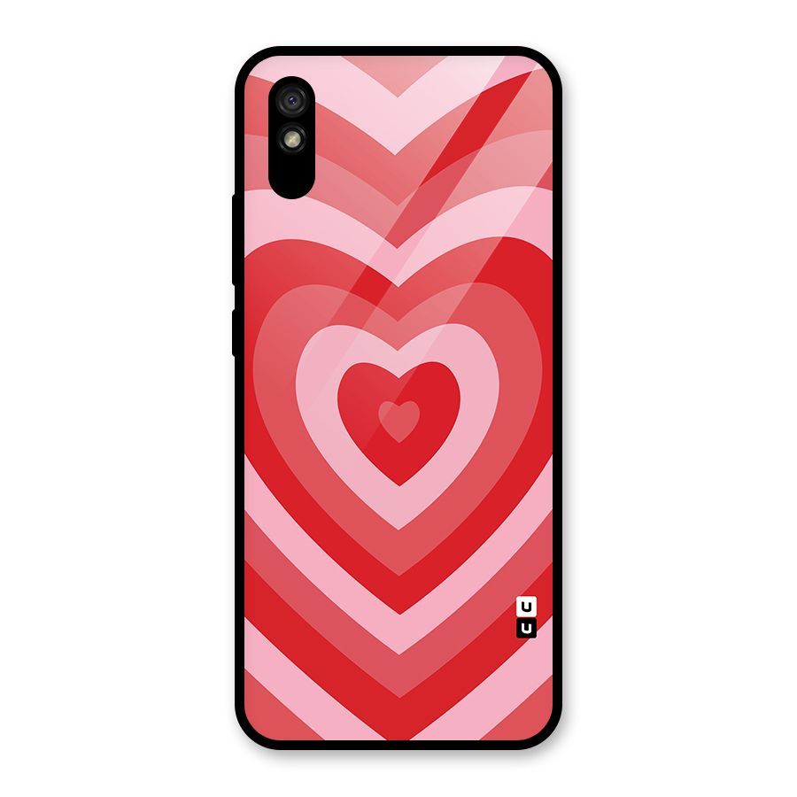 Red Retro Hearts Glass Back Case for Redmi 9A