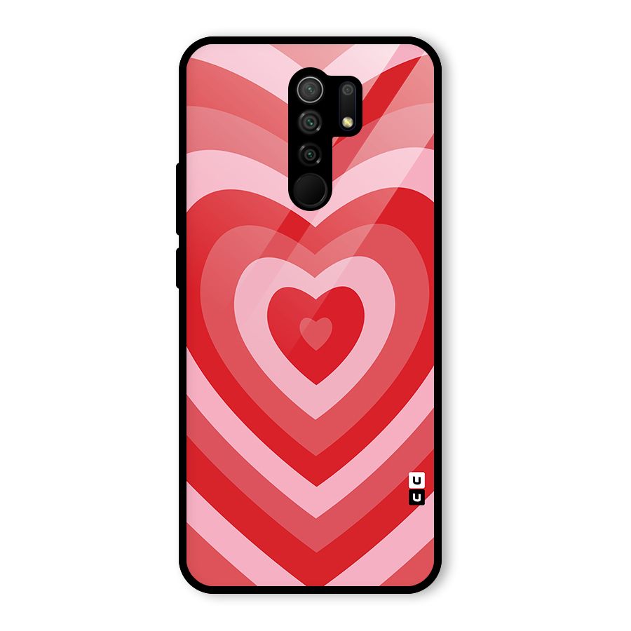 Red Retro Hearts Glass Back Case for Redmi 9 Prime