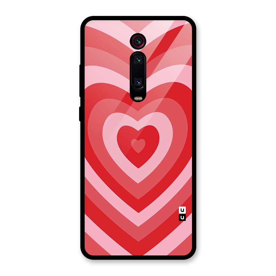 Red Retro Hearts Glass Back Case for Redmi K20