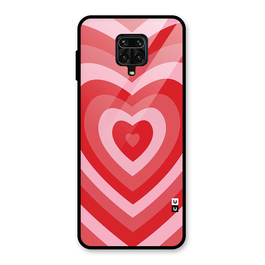 Red Retro Hearts Glass Back Case for Redmi Note 9 Pro