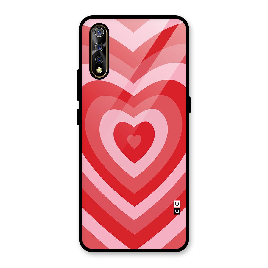 Red Retro Hearts Glass Back Case for Vivo S1